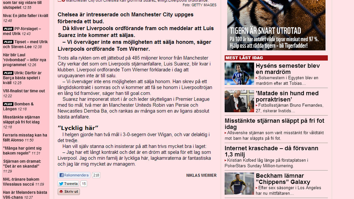 Artikel från Sportbladet.